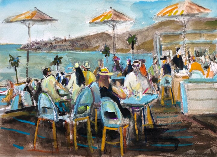 ROOF TOP LOUNGE CASA DEL CAMINO LAGUNA BEACH CALIFORNIA Pittura, 12x15 in