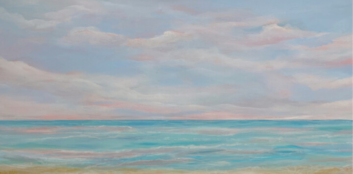 Schilderij getiteld "Cielo é mare IV" door Marion Kotyba, Origineel Kunstwerk, Acryl Gemonteerd op Frame voor houten brancard