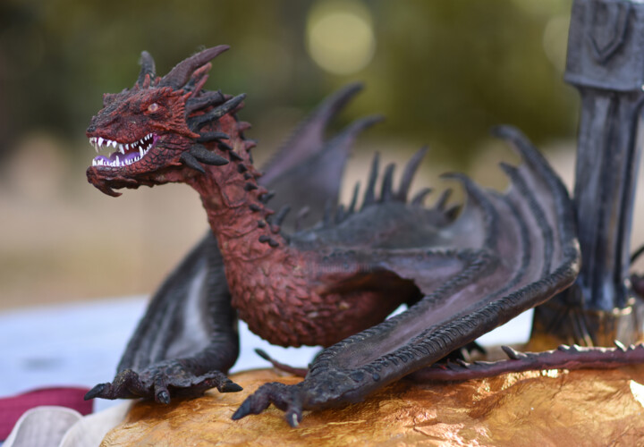 Dragon sculpture polymer clay Dragon en argile polymère Sculpture, 9,5x15,8 in