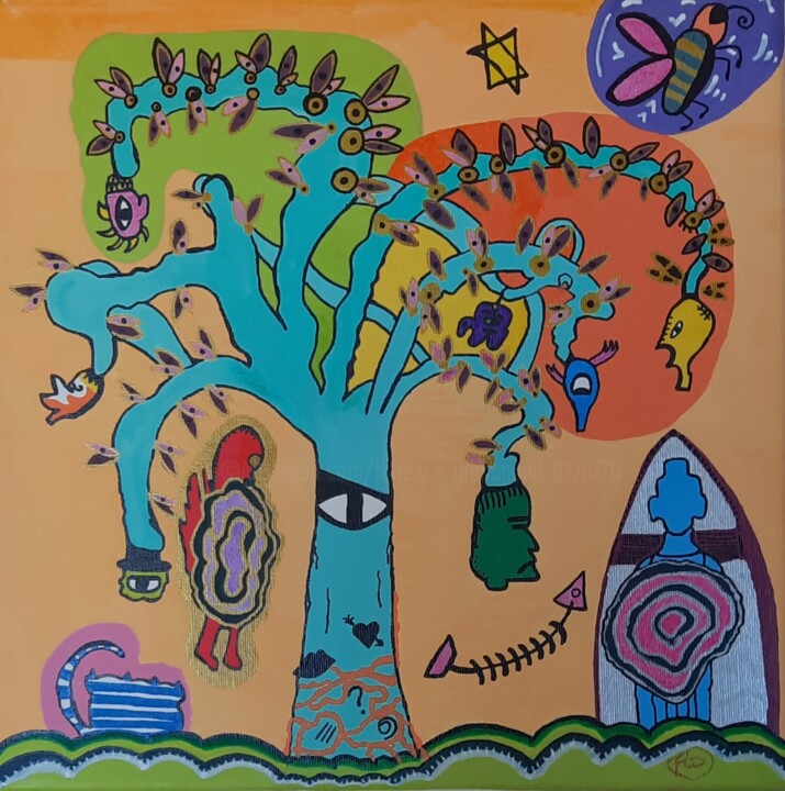 L'arbre à têtes 绘画, 11.8x11.8 in