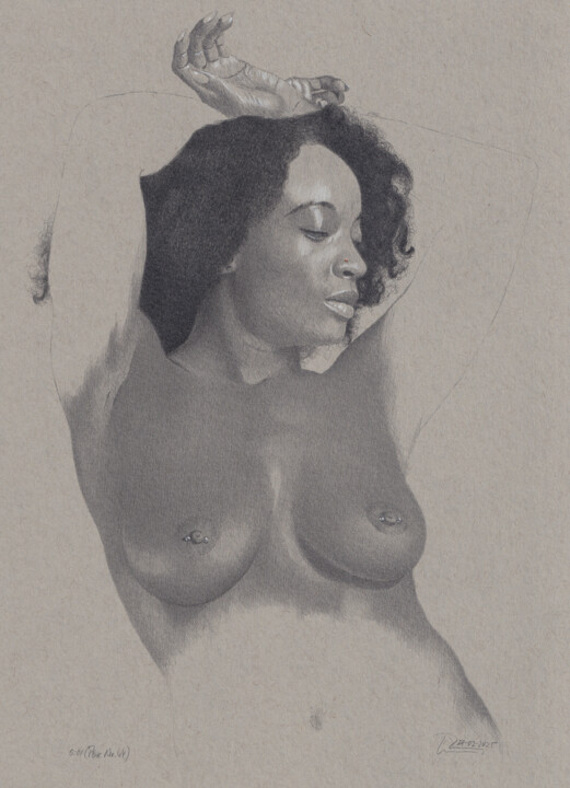 Tekening getiteld ""Pose Nr.44 (0:01)"" door Walter Roos, Origineel Kunstwerk, Potlood