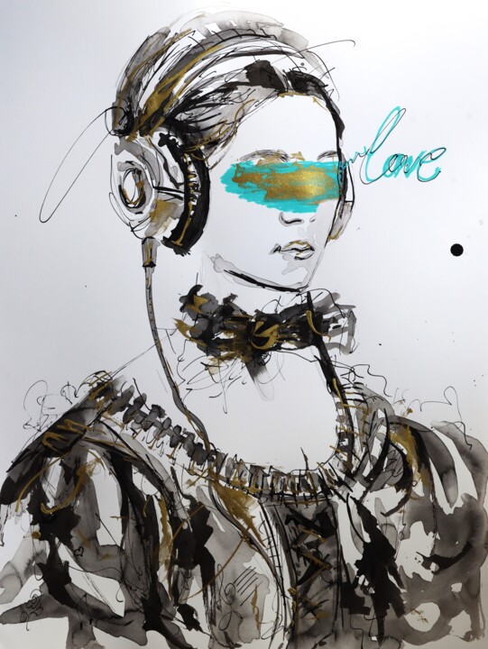 Tekening getiteld "Searching for Love…" door Antigoni Tziora, Origineel Kunstwerk, Inkt