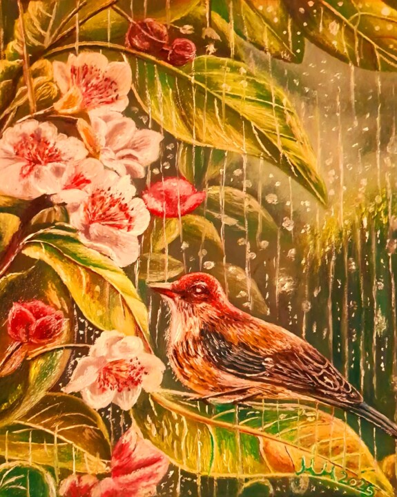 绘画 标题为“Sparrow in the Rain” 由Marija Mitrovic, 原创艺术品, 油