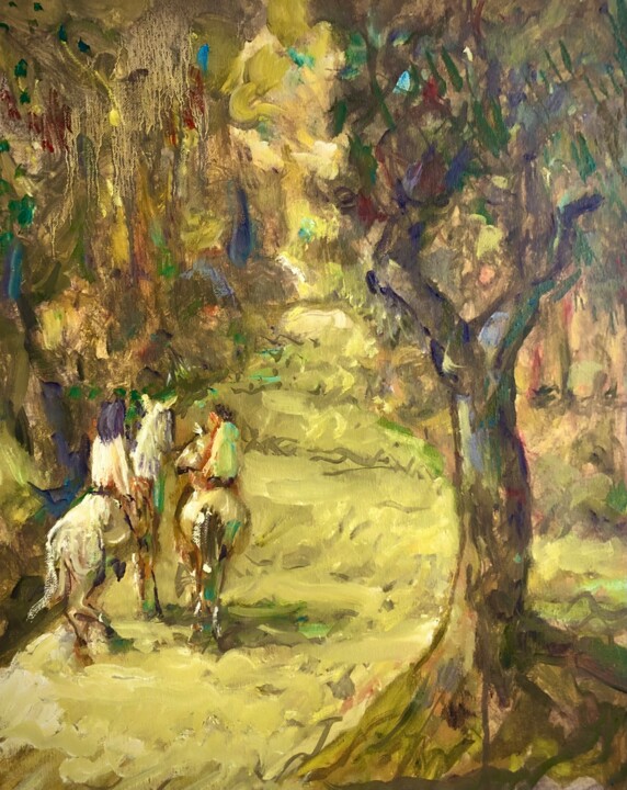 RIDING IN THE WOODS 미술작품, 16x20 in