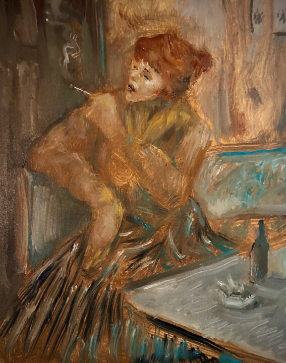 WOMEN WITH CIGARETTE 绘画, 20x16 in