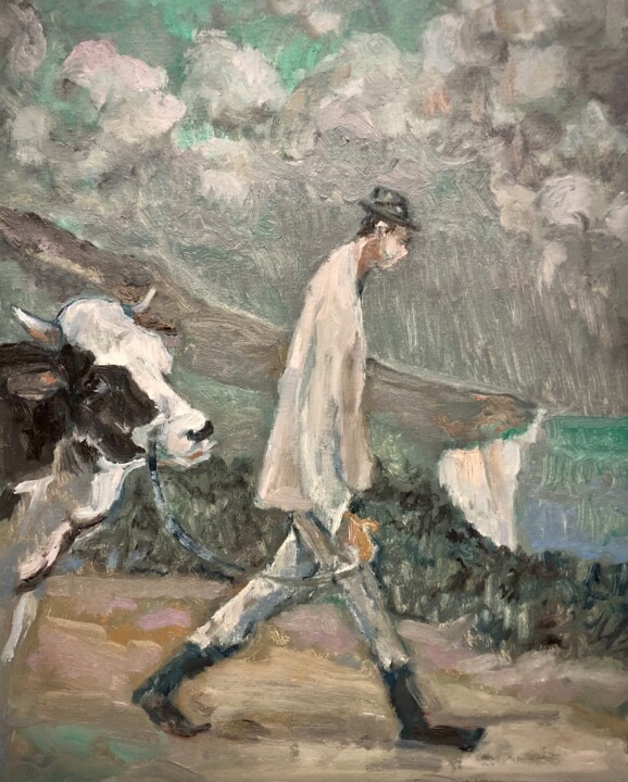 JACK AND THE COW 绘画, 16x20 in