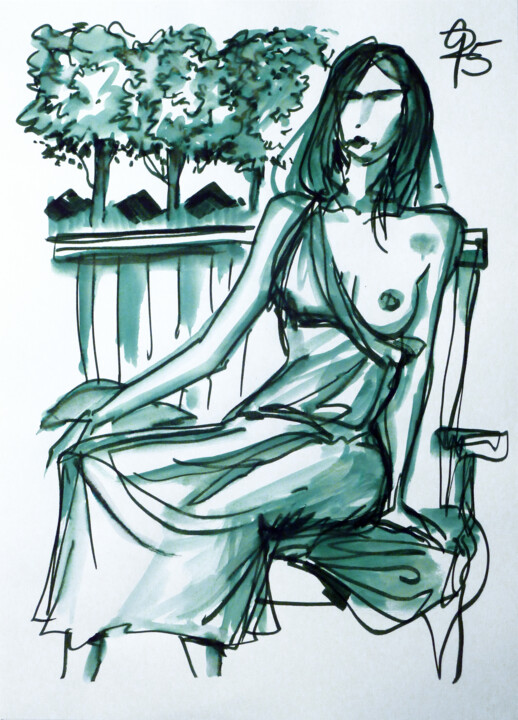 Gartenpose. 图画, 16.1x11.6 in