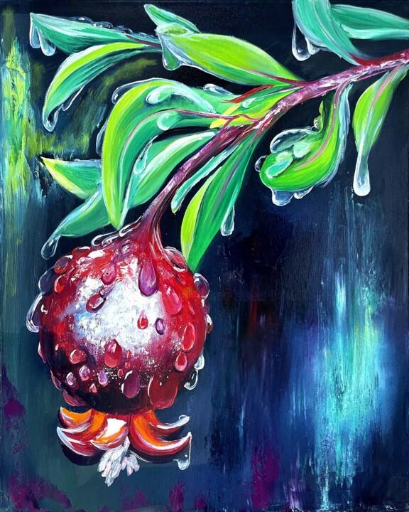 Pomegranate after the rain 绘画, 19.7x15.8 in