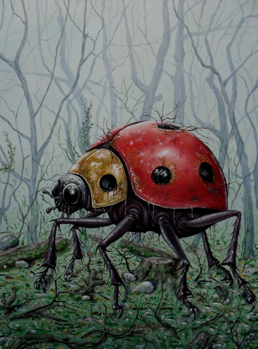 Peinture intitulée "Marooned" par Uko Post, Œuvre d'art originale, Huile Monté sur Panneau de bois