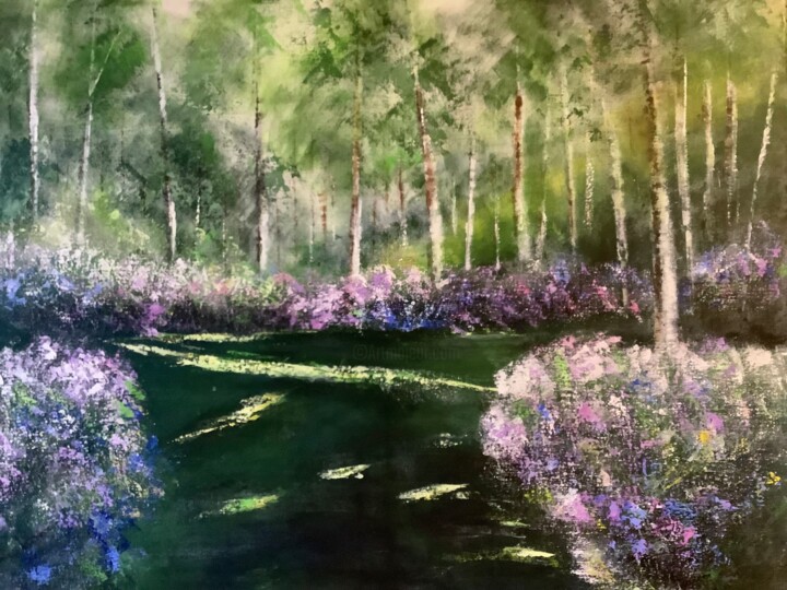 Ζωγραφική με τίτλο "Renouveau au parc" από Anne Vignau, Αυθεντικά έργα τέχνης, Ακρυλικό