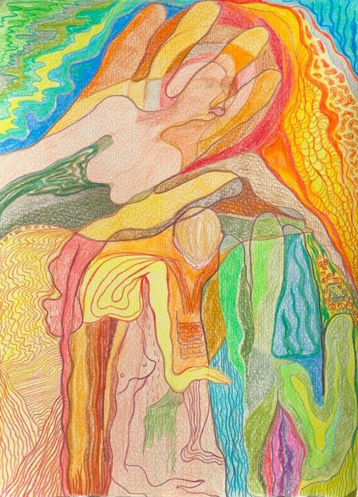 United and Divided: The Symphony of Body, Psyche, and Spirit 绘画, 11.2x8.3 in