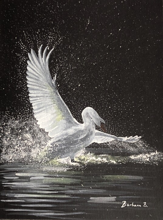 Painting titled "L'Envol Majestueux" by Barbara B., Original Artwork, Watercolor