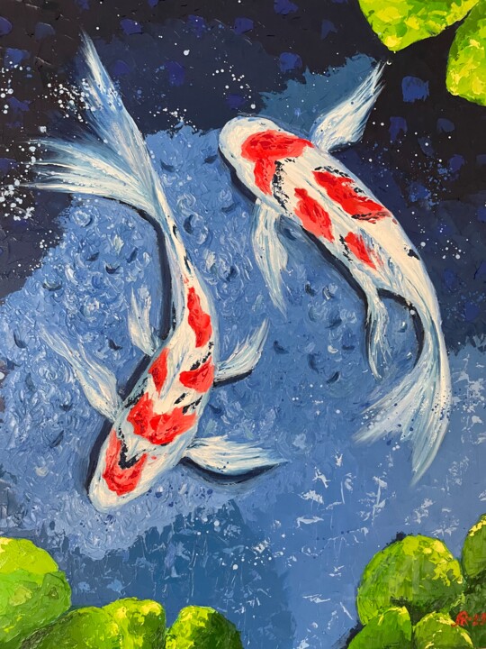 Koi fish 绘画, 25.6x21.3 in