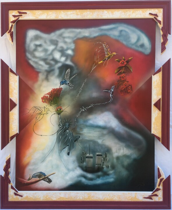 LA LIBERTÉ NE TIENT QU'À UN FIL 绘画, 36.2x28.7 in