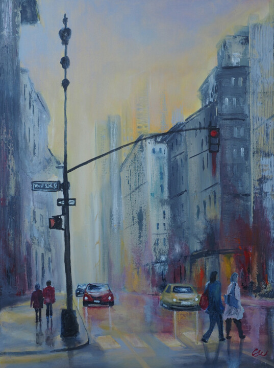 New York street Painting, 31.5x23.6 in