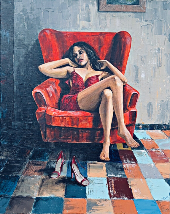 "Off the High Heels" 绘画, 20x16 in