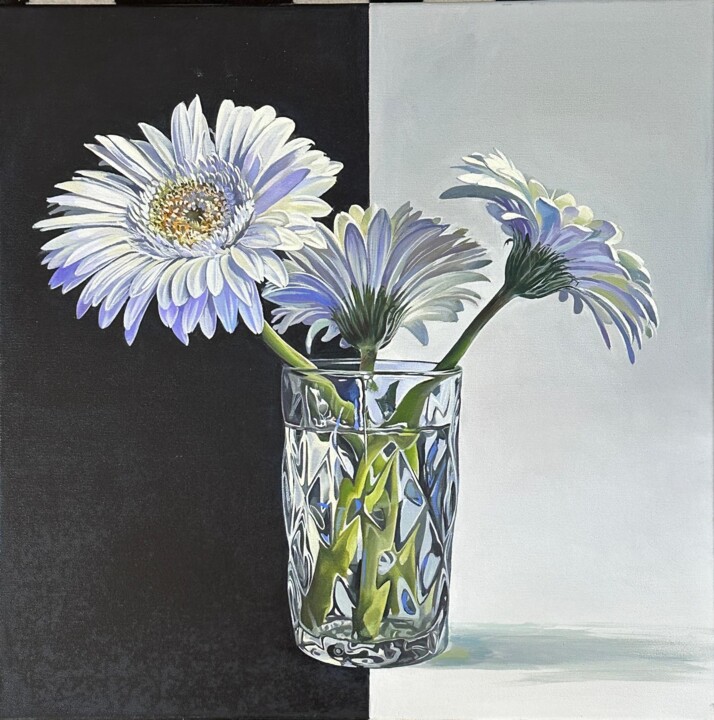 Gerbera in Glaßvase 绘画, 23.6x23.6 in