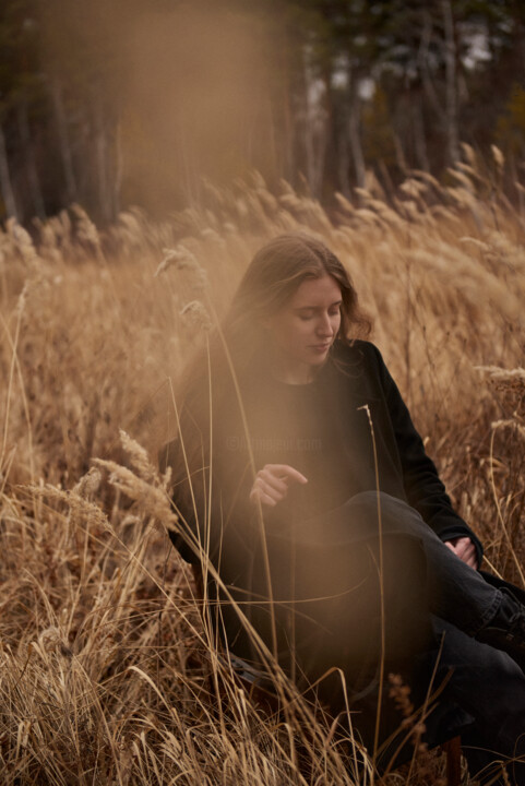 Sunlit Glimmers on a Girl in Golden Grasses 摄影