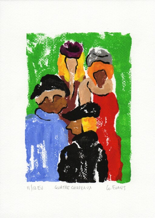 Quatre Chapeaux 11/12 绘画, 11.7x8.3 in