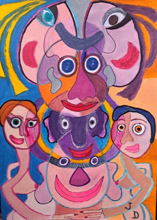Les Chatouillis 绘画, 16.3x11.6 in
