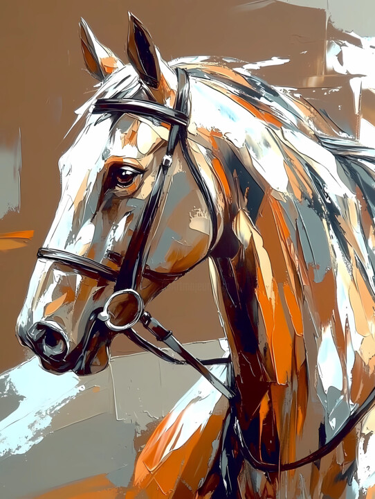 A depiction of a horse's head in an abstract style. 数字艺术