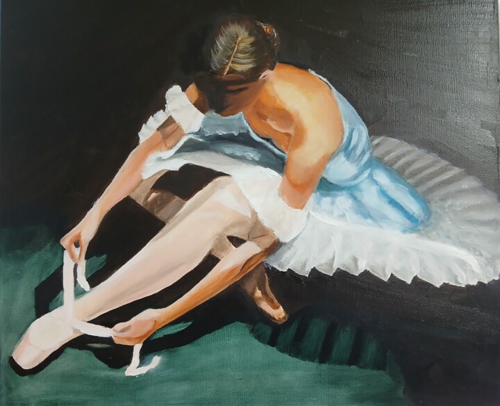 Bailarina con tutú azul 绘画, 21.7x18.1 in