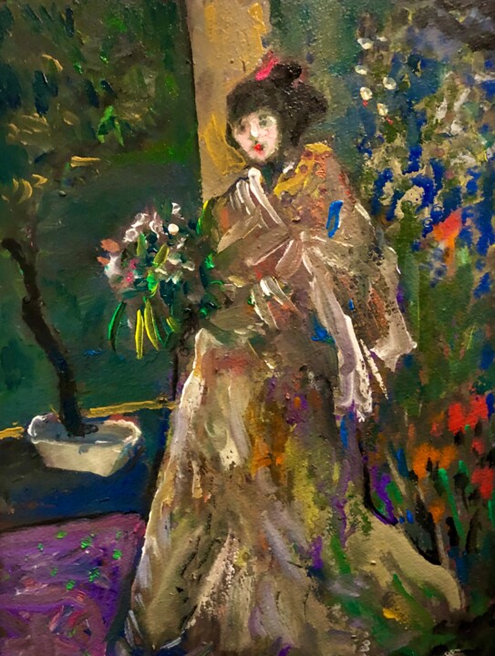 GARDEN GIRL 绘画, 12x16 in