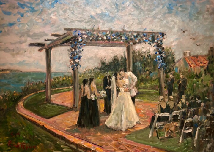 Lonni and Zach's Wedding Ceremony Live Painting Tablo, 30x40 in