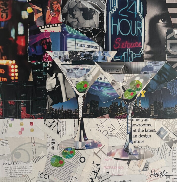 Collages titled "Open 24 Hrs." by Jim Hudek James Hudek, Original Artwork, Collages Mounted on Wood Panel