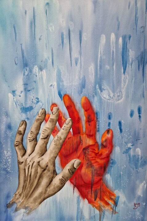 Behind the glass 绘画, 21.3x14.2 in