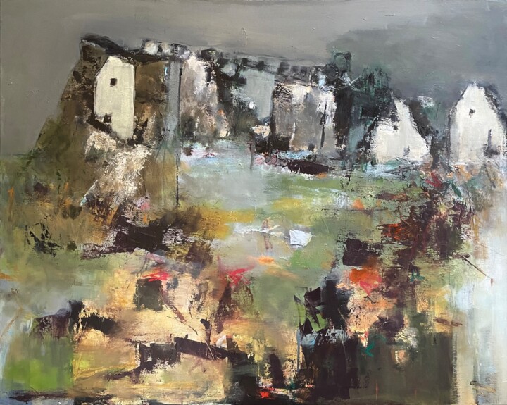 Le village sur la Colline. 绘画, 31.5x39.4 in