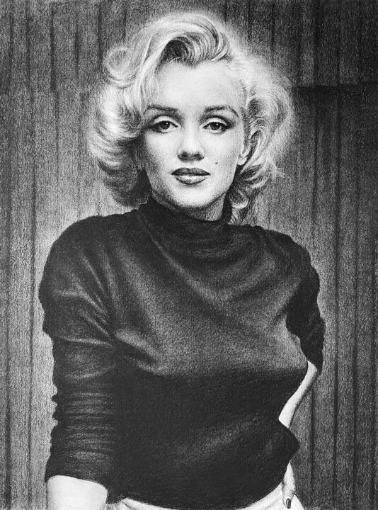 Marilyn Monroe – Portrait au fusain Resim, 25,6x19,7 in