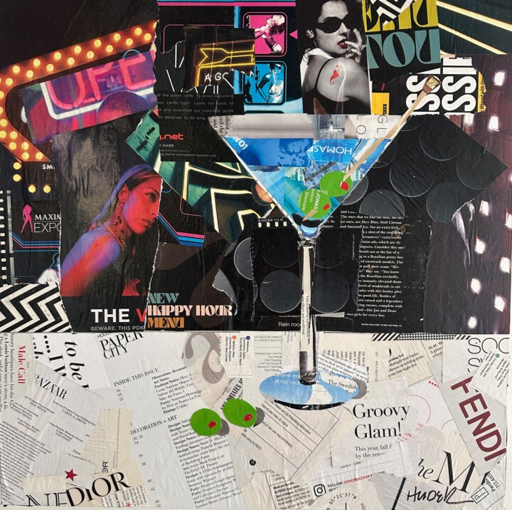 Groovy Glam Collages, 18x18 in