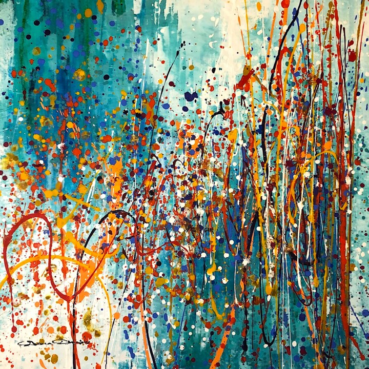 Painting titled "Joy in abstraction" by Dam Domido, Original Artwork, Acrylic