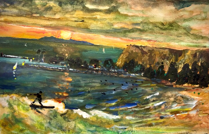 SURFING DANA POINT 미술작품, 12x18 in