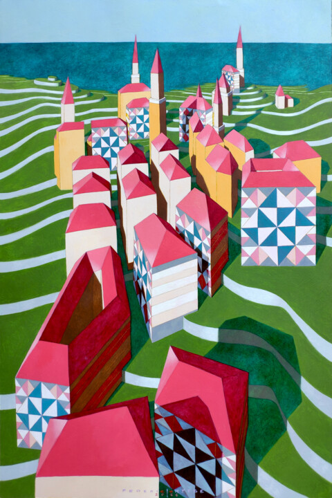 Painting titled "Virtual model 38" by Federico Cortese, Original Artwork, Oil