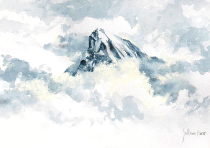 Painting titled "Dent Blanche sortan…" by Philippe Juttens, Original Artwork, Watercolor