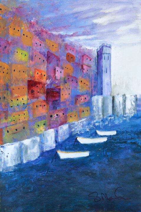 Painting titled "Cinque Terre" by Susan Monk, Original Artwork, Acrylic
