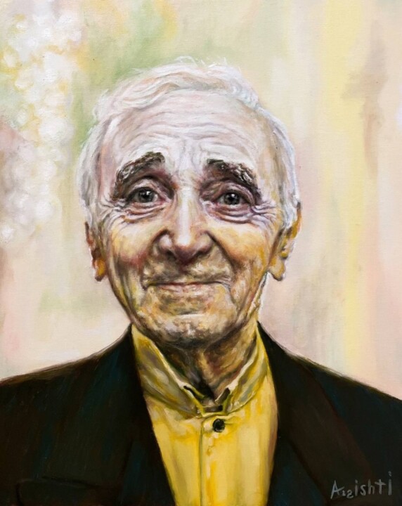 White Kindness and Yellow joy of Charles Aznavour Pittura, 19,7x15,8 in