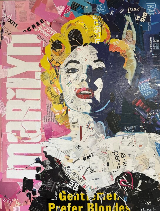 Collages titled "Gentlemen Prefer Bl…" by Jim Hudek James Hudek, Original Artwork, Collages Mounted on Wood Panel