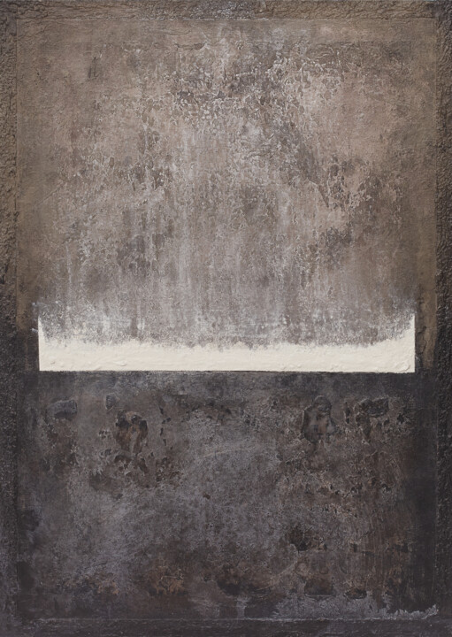 Border of Silence – Acrylic on Canvas Cardboard, Abstract 绘画, 27.6x19.7 in