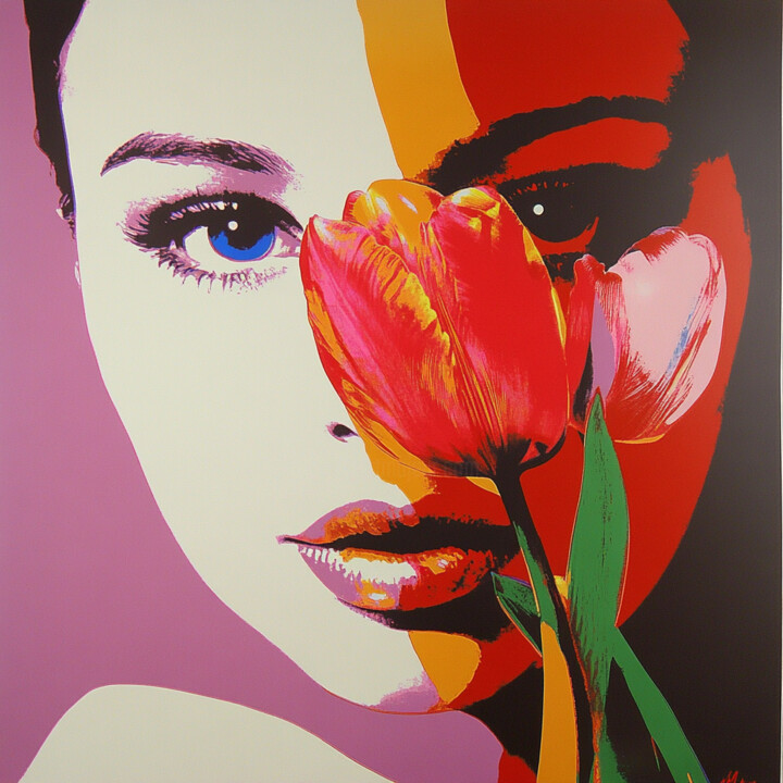 TULIP WOMAN POP Pintura, 19,7x19,7 in