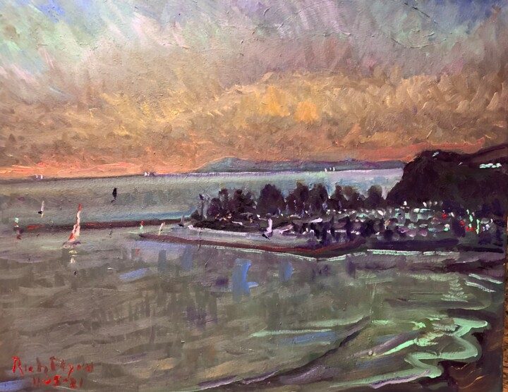 DAYS END IN DANA POINT HARBOR Painting, 16x20 in