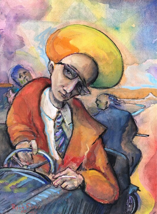 DRIVE MY CAR 绘画, 16x12 in