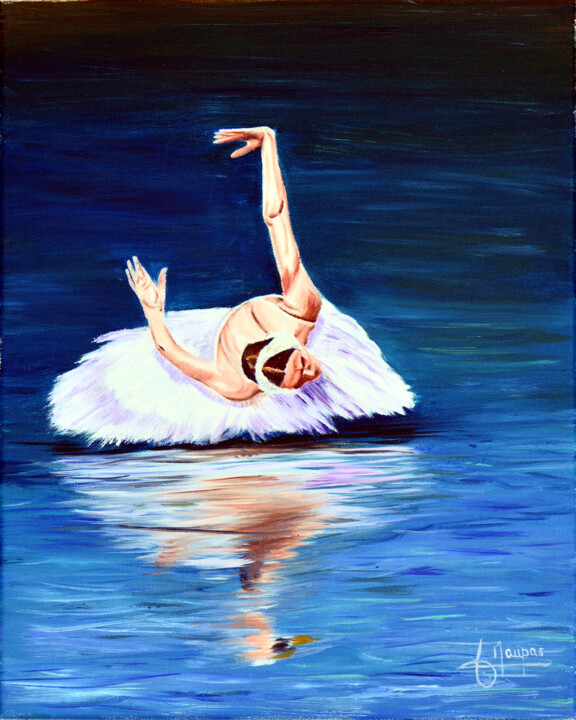 Le cygne du lac 绘画, 16.1x13 in