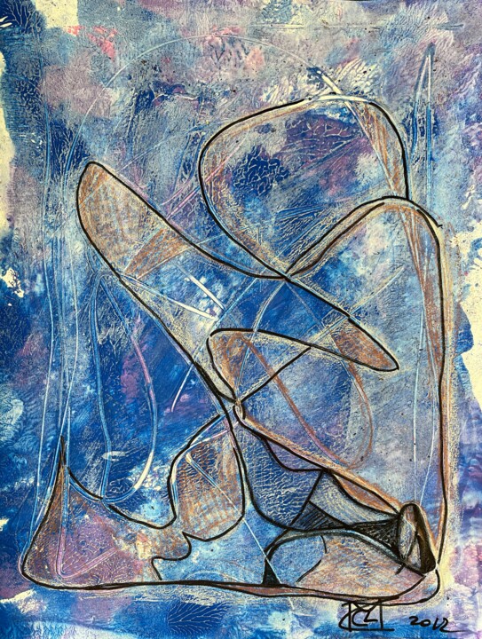 &6y3 / Blue abstract drawing - {$M} 图画, 16.5x11.8 in