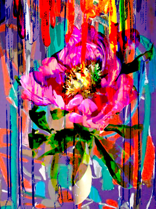 Arts numériques intitulée "Abstract Flowers 4" par Alexey Solodov, Œuvre d'art originale, Peinture numérique