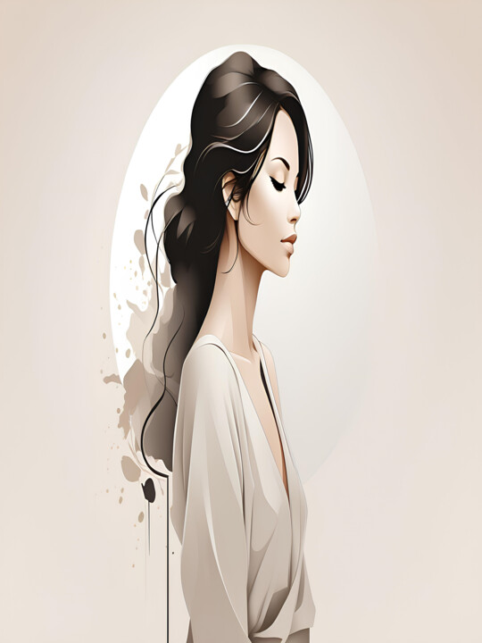Minimalist Abstract Woman Portrait Elegant Modern Wall Art 数字艺术