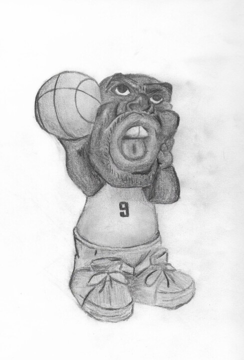 ein Basketballer 绘画, 13x9.5 in