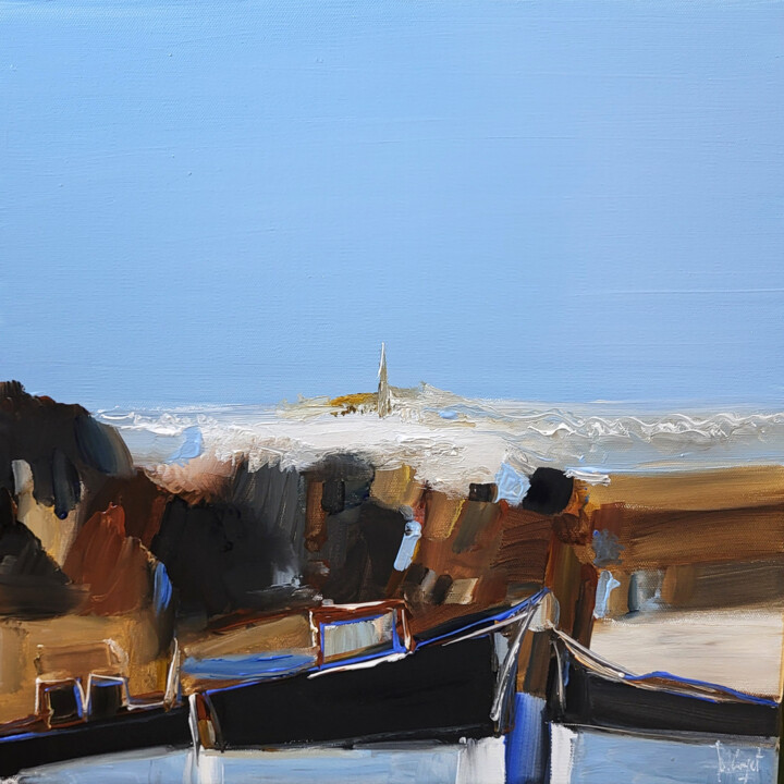 Les ombres bleues 绘画, 15.8x15.8 in